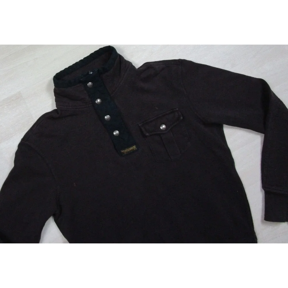 Polo Ralph Lauren Pullover Sweatshirt Men's (S) 1/4 Snap Chest Pocket Preppy